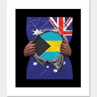 Bahamas Flag Australian Flag Ripped - Gift for Bahamian From Bahamas Posters and Art